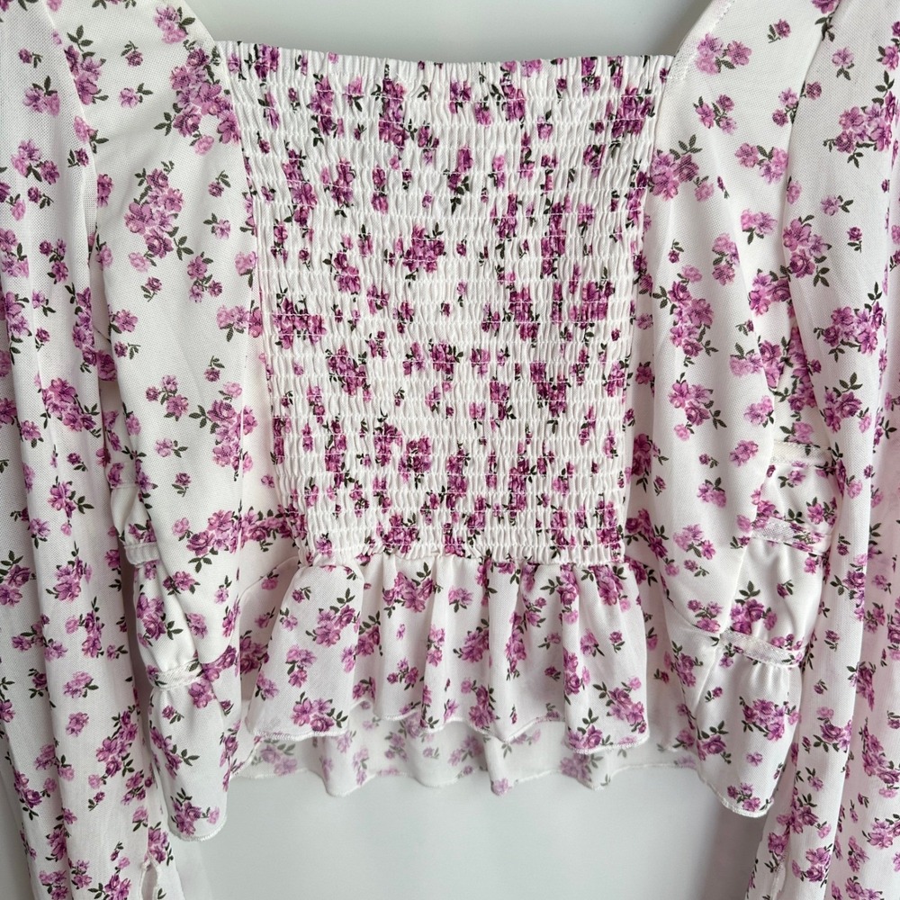 Kirious Los Floral Top Cropped Coquette Fairy Romance Cottage Boho Large - Picture 10 of 11